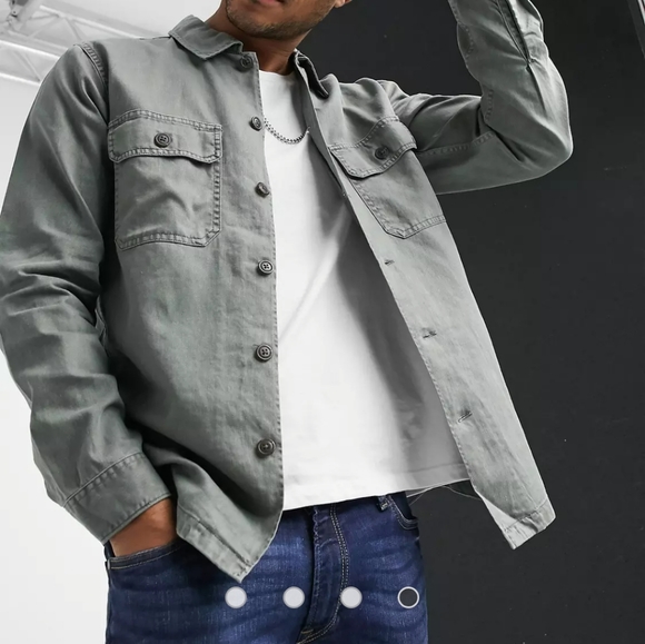 💥5/$25 Abercrombie & Fitch Military Two Pocket Overshirt In Khaki - Picture 10 of 13